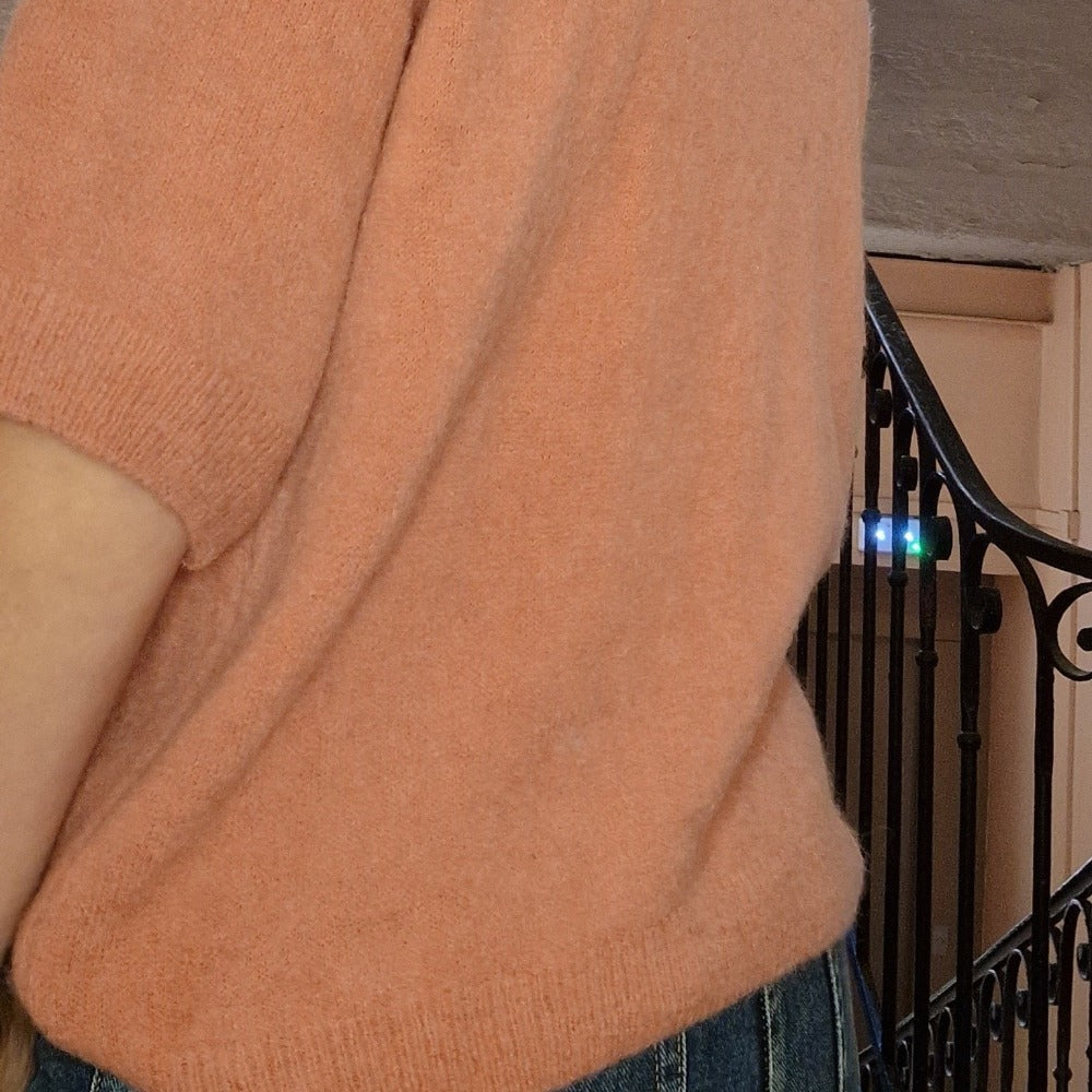 Pull tout doux rose à manches courtes
