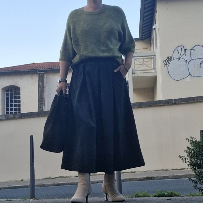 Pull tout doux vert à manches courtes